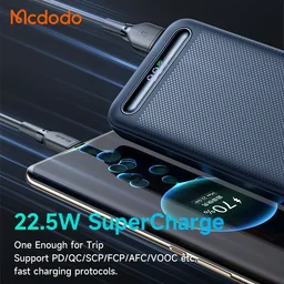 بنك طاقة MC 22.5 واط بشاشة رقمية 10000 مللي أمبير/ساعة 1C+2A - أسود MC Nano Series 20W PD Charger