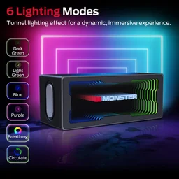 مكبر صوت مونستر S280 محمول بتقنية البلوتوث مع إضاءة LED وشحن لاسلكي – أسود Monster S280 Portable Bluetooth Speaker LED Lighting & Wireless Charging - Black