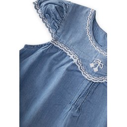 فستان جينز مطرز للأطفال 1-7 سنوات - أزرق Embroidered Denim Dress for Girls 1-7 Years - Blue