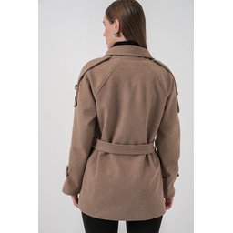 معطف نسائي كاشيه بحزام 9162 - لون حجري Women's Belted Cachet Coat 9162 - Stone