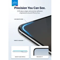 لاصق شاشة حماية خصوصية بريف بدرجة صلابة 9H لهاتف أيفون ديو BRAVE 160° Anti-Spy Privacy Tempered Glass Screen Protector for iPhone Duo