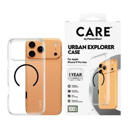 كفر فاخر شفاف Urban Explorer مع حلقة MagSafe سوداء للايفون 17 برو ماكس CARE by PanzerGlass® Flagship Case Transparent Urban Explorer w. Black MagSafe iPhone 17 Pro Max