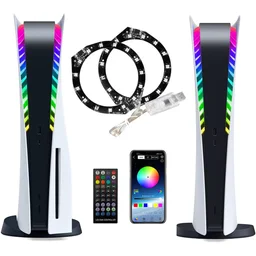 طقم إضاءة LED حلقية RGB مخصص لجهاز بلايستيشن 5 مع ريموت تحكم وتطبيق Custom RGB LED Ring Light Strip Kit for PlayStation 5 Console with Remote & App Control