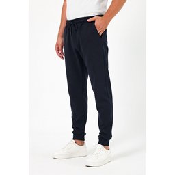 طقم بنطال رياضي رجالي 2 قطعة جوغر سميك بخصر عادي وجيب خلفي - رمادي وأزرق كحلي Men's 2-Piece Thick Jogger Sweatpants Set - Regular Fit, Back Pocket, Cuffed Hem - Grey & Navy