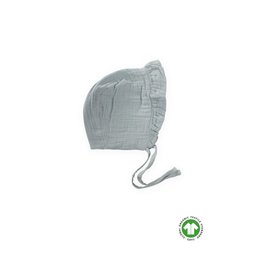قبعة أطفال موسلين عضوية مكشكشة برباط 0-2 سنوات - أخضر نعناعي Organic Muslin Baby Hat with Ruffles & Ties 0-2 Years - Mint Green