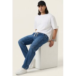 بنطلون جينز رجالي بقصة مريحة Baggy 30074 - أزرق داكن Men's Relaxed Fit Baggy Jeans 30074 - Navy Blue