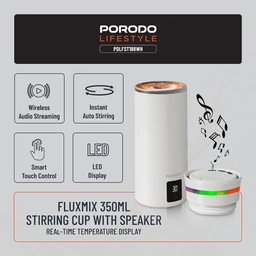 كوب الخفق الكهربائي فلوكس ميكس بسعة 350 مل مع مكبر صوت Fluxmix 350ml Self-Stirring Cup with Speaker