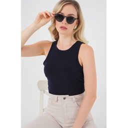 بودي نسائي ساندي بياقة رسن وأزرار كبس - كحلي Women's Halter Neck Snap-Button Sandy Bodysuit - Navy Blue