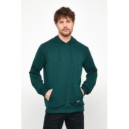 سويتشيرت رجالي بغطاء رأس وجيب كانجارو - أخضر داكن Men's Dark Green Hooded Kangaroo Pocket Sweatshirt
