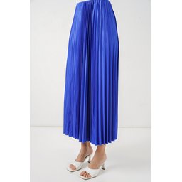تنورة بليسيه 8009 بمظهر الجلد - لون أزرق ملكي 8009 Pleated Skirt with Leather Look - Royal Blue