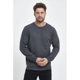 طقم سويت شيرت رجالي 3 قطع بقصة عادية وياقة دائرية وتطريز - أسود، كحلي، أنثراسيت Men's Black-Navy-Anthracite Crew Neck Embroidered Regular Fit 3-Pack Sweatshirt
