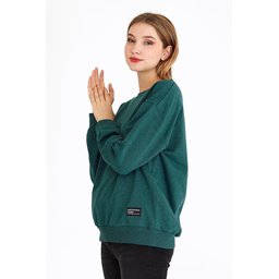 سويت شيرت نسائي بيسك بياقة دائرية - أخضر بترولي Women's Basic Crew Neck Sweatshirt - Petrol Green