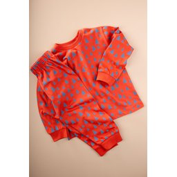 طقم بيجامة أطفال بناتي منقوش - قرميدي حيوي (2-8 سنوات) Kids' Patterned Pajama Set - Vibrant Terracotta (Ages 2-8)