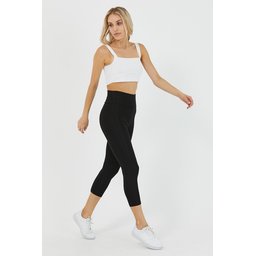 ليقنز كابري نسائي أسود بخصر مرتفع Women's Black High-Waist Capri Leggings