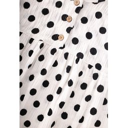 فستان بناتي منقط أبيض (2-12 سنة) Girls' Polka Dot Dress White (2-12 Years)