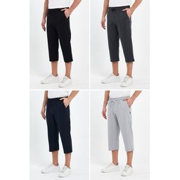 شورت برمودا رجالي طويل 4 جيوب، قابل للتعديل Men's Bermuda Long Shorts with 4 Side Pockets, Adjustable Waist
