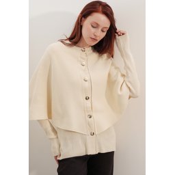 كارديجان نسائي تريكو بستايل الكاب 15967 - كريمي Women's Cape Style Knit Cardigan 15967 - Cream