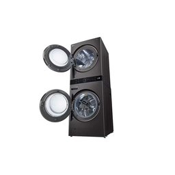 غسالة + مجففة الجي ووش تاور 25 كغم سلفر LG washer dryer is an integrated washing tower