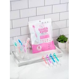 فرش أسنان توث زون الصغيرة 2 في 1 بنكهة النعناع مع معجون مدمج Tooth Zone Dental Care  Gentle Clean Mini Toothbrushes