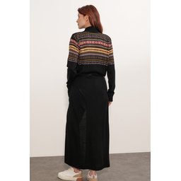 جاكيت كارديجان تريكو طويل 15690 - أسود 15690 Long Knit Cardigan - Black