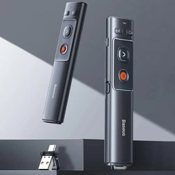 ريموت بريزنتر لاسلكي بيسوس أورانج دوت مع ليزر أحمر ومستقبل مزدوج Baseus Rechargeable Orange Dot Wireless Presenter with Red Laser