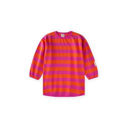 توب تونيك بناتي مخطط من التريكو 100% قطن برتقالي وفوشي (4-12 سنة) Girls' Striped Knit Tunic 100% Cotton Orange Fuchsia (Ages 4-12)