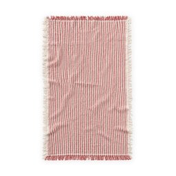 بطانية أطفال موسلين 4 طبقات بشراشيب 80×120 سم - مخططة باللون الأحمر Four-Layer Muslin Tasseled Baby Blanket 80x120 cm - Red Striped