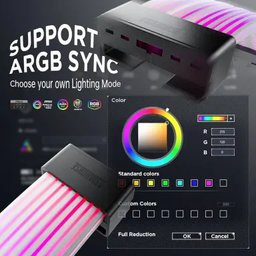 غطاء كيبل الطاقة آسيا هورس Aurora ARGB بمنفذ 24-Pin مع إضاءة RGB ووحدة تحكم وريموت – أسود AsiaHorse Aurora 24Pin ARGB PSU Cover - Black (Controller + Remote)