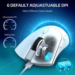 ماوس ألعاب أتاك شارك R1 فائق الخفة، لاسلكي ثلاثي الاتصال وقابل للشحن ATTACK SHARK R1 Tri-Mode Ultra-Lightweight Wireless Gaming Mouse
