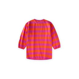 توب تونيك بناتي مخطط من التريكو 100% قطن برتقالي وفوشي (4-12 سنة) Girls' Striped Knit Tunic 100% Cotton Orange Fuchsia (Ages 4-12)