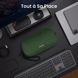تومتوك - حقيبة ملحقات إلكترونية Light-T12 سعة 1 لتر - اخضر مخطط Tomtoc Light-T12 Electronic Accessory Pouch 1L Green Plaid