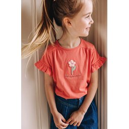 تي شيرت أطفال بتطريز - مرجاني (2-8 سنوات) Kids' Appliqué T-Shirt - Coral (2-8 Years)