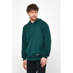 سويتشيرت رجالي بغطاء رأس وجيب كانجارو - أخضر داكن Men's Dark Green Hooded Kangaroo Pocket Sweatshirt