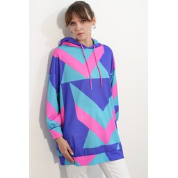 فستان سويت شيرت اوفر سايز 4125 - أزرق ملكي 4125 Oversize Sweatshirt Dress - Royal Blue