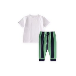 طقم بيجامة أطفال مخطط أوف وايت/كحلي 2-10 سنوات Striped Kids' Pajama Set Off-White/Navy Blue 2-10 Years
