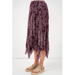 تنورة نسائية شيفون تُل غير متماثلة 8061 - لون بنفسجي Women's Asymmetrical Tulle Chiffon Skirt 8061 - Plum