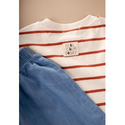 طقم بنطلون واسع بقصة فضفاضة موسمي - قرميدي مخطط Seasonal Wide-Cut Trousers Set - Terracotta Striped