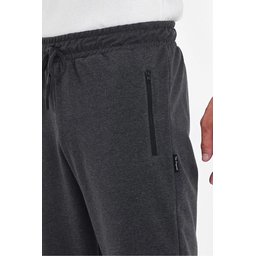 برمودا رجالي طويل أسود-فحمي بجيوب بسحاب وحزام خصر قابل للتعديل Men's Black-Anthracite Bermuda Shorts with Zipper Pockets & Adjustable Waist
