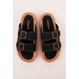 Muggo AUGUSTA شبشب رجالي يومي أسود قابل للتعديل بإبزيم مزدوج Muggo AUGUSTA Men's Adjustable Double Buckle Casual Slippers - Black
