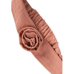 باندانا مطاطية من الموسلين بتصميم وردة - لون خوخي Muslin Rose Design Elastic Bandana - Peach