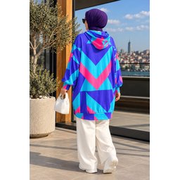 فستان سويت شيرت اوفر سايز 4125 - أزرق ملكي 4125 Oversize Sweatshirt Dress - Royal Blue