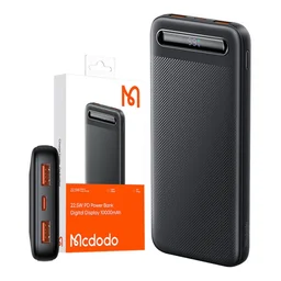 بنك طاقة MC 22.5 واط بشاشة رقمية 10000 مللي أمبير/ساعة 1C+2A - أسود MC Nano Series 20W PD Charger