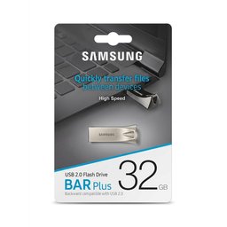 فلاش تخزين USB حجم 32GB جيجابايت فائق السرعة والاعتمادية من ماركة سامسونج بتصميم معدني فاخر ومقاومة فائقة لجميع الظروف Samsung BAR Plus 32GB USB 2.0 Flash Drive - Premium Metal Design and High Durability Storage