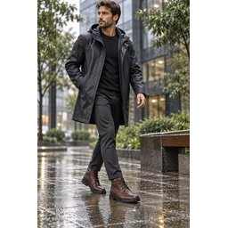 حذاء MUGGO ORVEN رجالي كلاسيك كاجوال برباط من الجلد الطبيعي - بني MUGGO ORVEN Men's Genuine Leather Lace-Up Classic Casual Boots - Brown