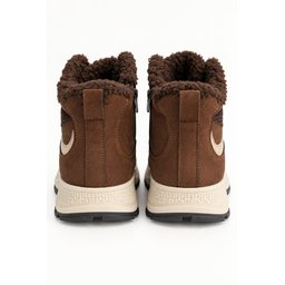 حذاء سنيكرز نسائي شتوي Muggo NORTEX فرو بسحاب ونعل سميك - بني Muggo NORTEX Fur Lined Zipper Thick Sole Lace-up Winter Women's Sneaker Boots - Brown