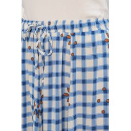 تنورة نسائية طويلة بنقشة مربعات 8065 - أزرق Women's Long Plaid Skirt 8065 - Blue