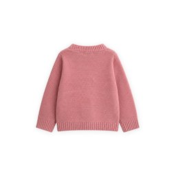 V Yaka Links سترة كارديجان بناتي بياقة V بنقشة ورود - وردي V Yaka Links Girls' V-Neck Cardigan with Rose Pattern - Pink