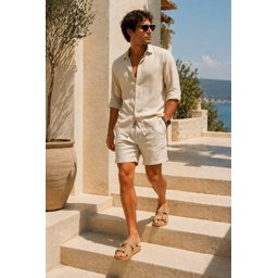 Muggo AUGUSTA شبشب رجالي يومي قابل للتعديل بإبزيم مزدوج - بيج Muggo AUGUSTA Men's Adjustable Double Buckle Casual Slippers - Beige