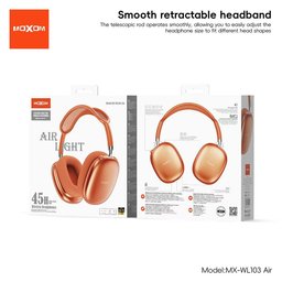 سماعه طوك بلوتوث لون برتقالي ماركه موكسوم العالميه Headset Brand Moxom orange