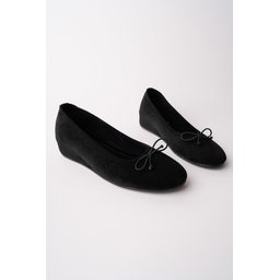 Muggo HİDDEN حذاء باليه نسائي بفيونكة وكعب مخفي - أسود Muggo HİDDEN Women's Hidden Heel Bow Detail Ballet Flats - Black